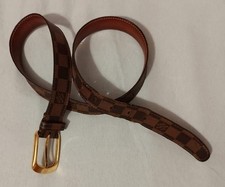 Louis Vuitton, brauner Gürtel mit Logo, goldene Schnalle, Damengürtel Luxus