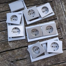 Doppelrahmen Steckdosenabdeckungen Schalter Berker Silber Matt Metallic Grau (?)