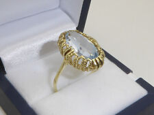 585 Gelbgold 14K Gold Ring Aquamarin 5,7 g Verlobung RG 65 - 20,5mm 7019a
