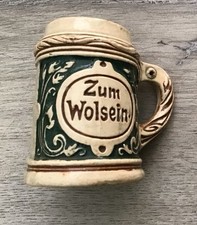 Mini Miniatur BIERKRUG sehr alt „Zum Wolsein“ „Wol bekom‘s“ (s. Fotos). Höhe 5,5