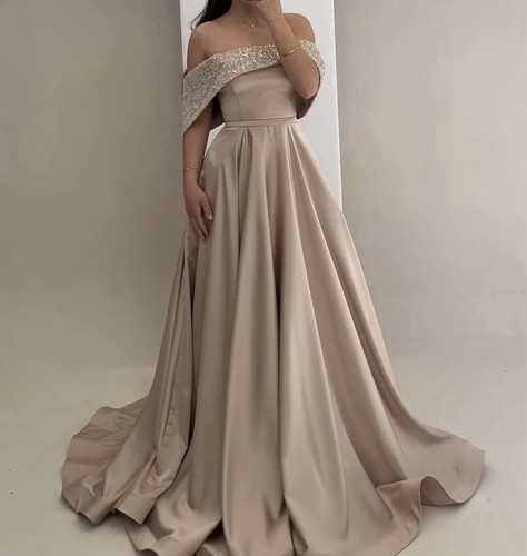 Damen abendkleid lang - lang, beige