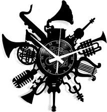 Vinyl Wanduhr - Musikinstrument Gitarre Batterie Tastatur - Dekoration Geschenk