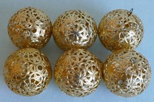 Alter Christbaumschmuck Eckartina Gold 6x Kugel Filigran Metall Weihnachten