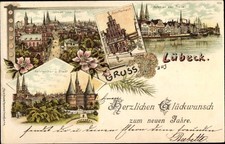 Litho Lübeck in Schleswig Holstein, Glückwunsch Neujahr,... - 10620440