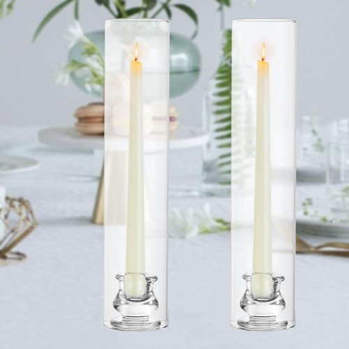 2pcs glass taper candle - glass, holder