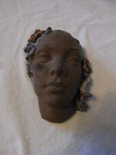 Frau Wandmaske Keramik Karlsruhe Majolika Vintage Deutsch #^