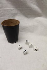 Würfelbecher Lederbecher Knobelbecher schwarz + 5 Würfel echt Leder