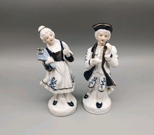 Porzellan Figuren Dame und Herr Rokoko Stil blau weiß Figuren ✅