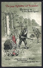 Vexierbild, Deutscher Vorposten sucht versteckten Franzosen, Ansichtskarte 1914 