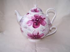 Tea for one aus Brilliantporzellan -  * Blüten pink *  ORIGINAL Jameson & Tailor