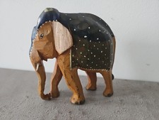 Deko Holz Elefant  indischer Elefant Indien handbemalt mit Decke