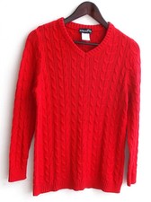 Damen Trachten Pullover Strick rot m. Zopfmuster Gr. 40 v. DressFin