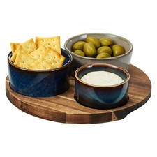 Tapas Servierset 4 tlg. Snack Dips Dipschalen Schalen Teller Schälchen Set rund