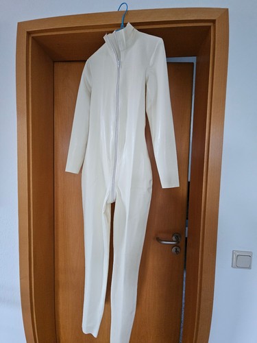 Weißer latex catsuit - weißer,