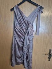 Cocktail Kleid Party Abendkleid Minikleid Asymmetrisch Satin Champagner Gr 34