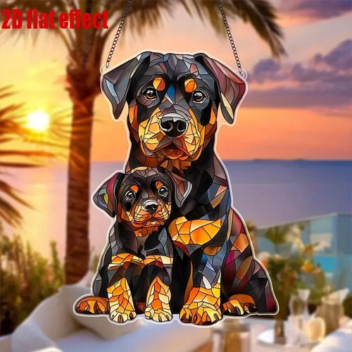 Rottweiler welpe acryl - rottweiler,