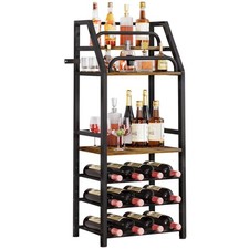 Weinregal aus Holz &Metal,Weinregal Stehend mit Flaschenablage, 6-stufiges