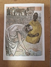 Orginal Farb-Holzschnitt Felix