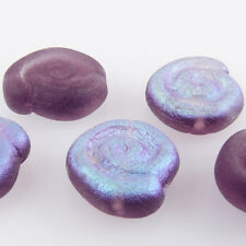 5 Glasperlen lila matt AB 12mm Bastelperlen Schneckenhaus Perlen Beads -1692