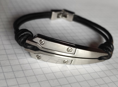 Herrenarmband leder steel - leder,