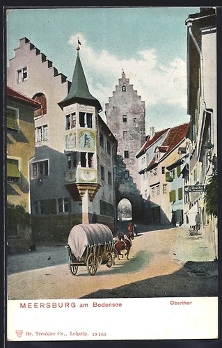 Meersburg pferdefuhrwerk - ak,