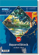 Aquarellblock 24 Blatt DIN A4 185 g/m²  kopfgeleimt Zeichenblock weiß Papier