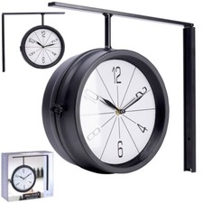 Wanduhr Uhr Funkuhr  Zimmeruhr aus Metall schwarz doppelseitig 30,5x9,5x28 cm