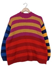 FARM Häkelpullover Damen Pullover Gr. DE 36 rot-blau-blassgelb Casual-Look