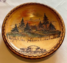 Holz Wandteller Teller Erzgebirge Volkskunst DDR gebranntes und bemaltes Motiv