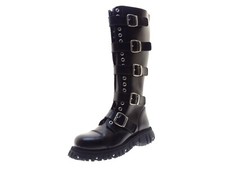 Bondage London Damen Herren Biker Boots Stiefeletten Gr 41 Leder Schwarz