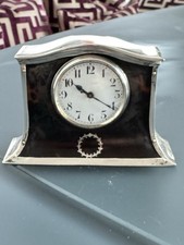 Kleine Jugendstil Tischuhr England 1916 - Sterling Silber / Schildpatt