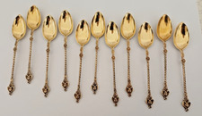 Kaffee- bzw. Mokkalöffel, 11 Stück, antik, russisch 800 Silber, vergoldet.