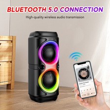 Tragbarer Bluetooth Dual Lautsprecher TWS RGB FM Party Stereo Subwoofer Musikbox