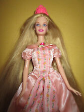 B1485) BLONDE BARBIE MATTEL ALS PRINZESSIN LANGES FESTLICHES KLEID+KRONE+SCHUHE