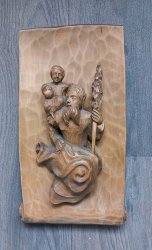 Holzrelief wandbild heiliger - ,