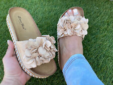 Damen Sandalen Plateau Blumen