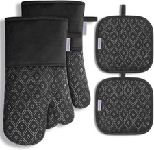 Hostaque Ofenhandschuhe Topflappen 4er Set - 260℃ Hitzebeständig, Silikon Anti-R
