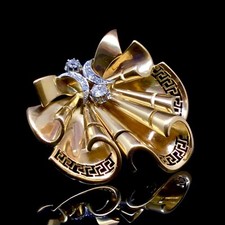 ART DECO RETRO 750er GOLD DIAMANT BROSCHE FRANKREICH 1940er Jahre