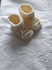 Handgestrickte, selbstgestrickte Schuhe Baby hellbeige, Socken Baby 11-12 cm neu