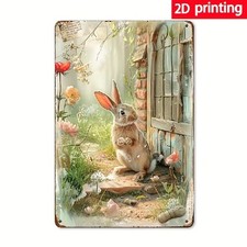 Blechschild Hase im Frühling