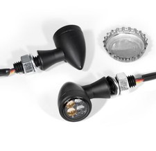 3in1 Blinker-Rücklicht-Bremslicht LED Mini Micro Alu Schwarz getönt ECE Chopper 