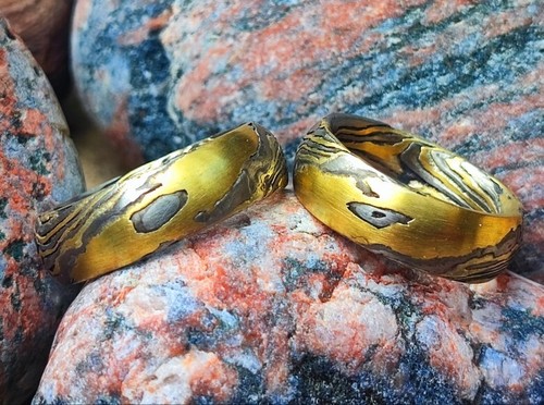 Trauringe mokume gane gold - mokume,