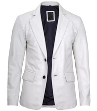 Herren Weiß Leder Blazer 100%