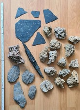 Aquarium Deko Konvolut Sammlung Steine Schiefer Schiff Boot Stein