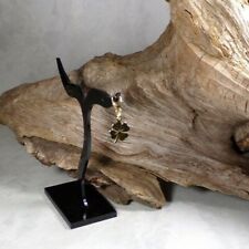 D28-39 / filigraner Anhänger Kleeblatt GG 8K  mit Karabiner für Bettelarmband