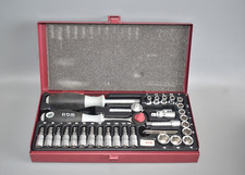 WGB Steckschlüssel-Satz 1/4 Zoll vierkant Umschaltknarre Metallkasten Fach #D3