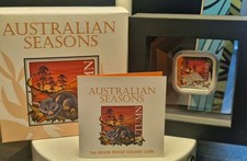 1 oz 2013 $1 "Autum" Australian Seasons Pure Silver SQUARE SHAPE Color Proof