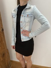 Vero Moda Jeans Jacke Hell Perlen Nieten Gr. XS 