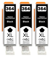 3 Druckpatronen XL in BLACK mit Chip für HP Photosmart B010 B109 B110