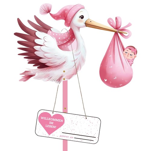 Klapperstorch set zur geburt - klapperstorch,